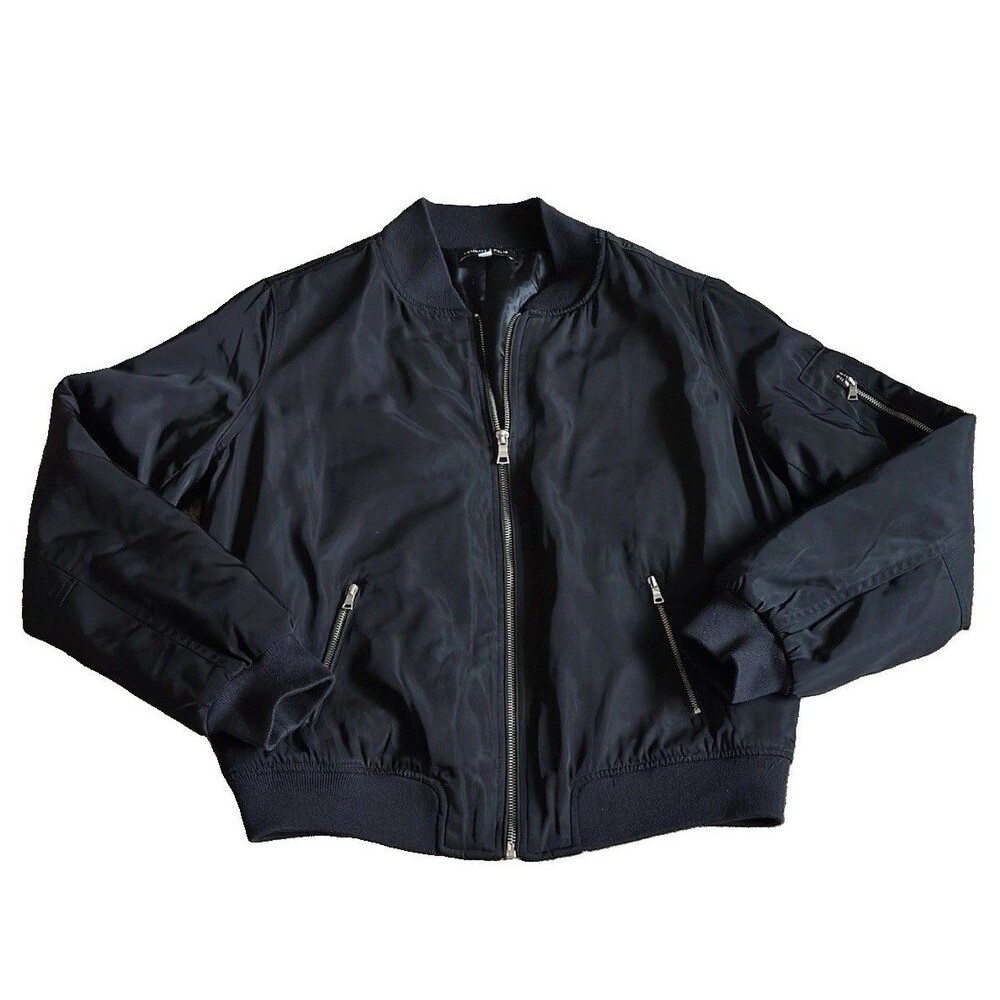 Kendall & Kylie Black Bomber Jacket with Zip Pockets Size M